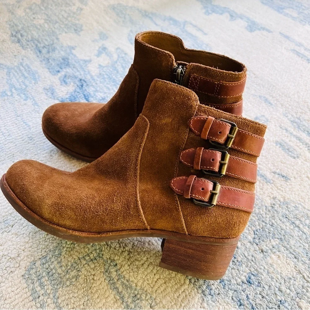 UGG VOLTA BROWN SUEDE LEATHER CHELSEA ANKLE BOOTS SIZE 8.5